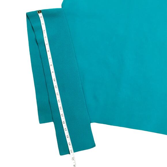 Tibi Skirt Asymmetrical Ribbed Midi Jacquard Neoprene Teal Thick Knit Women's XS - Picture 8 of 15